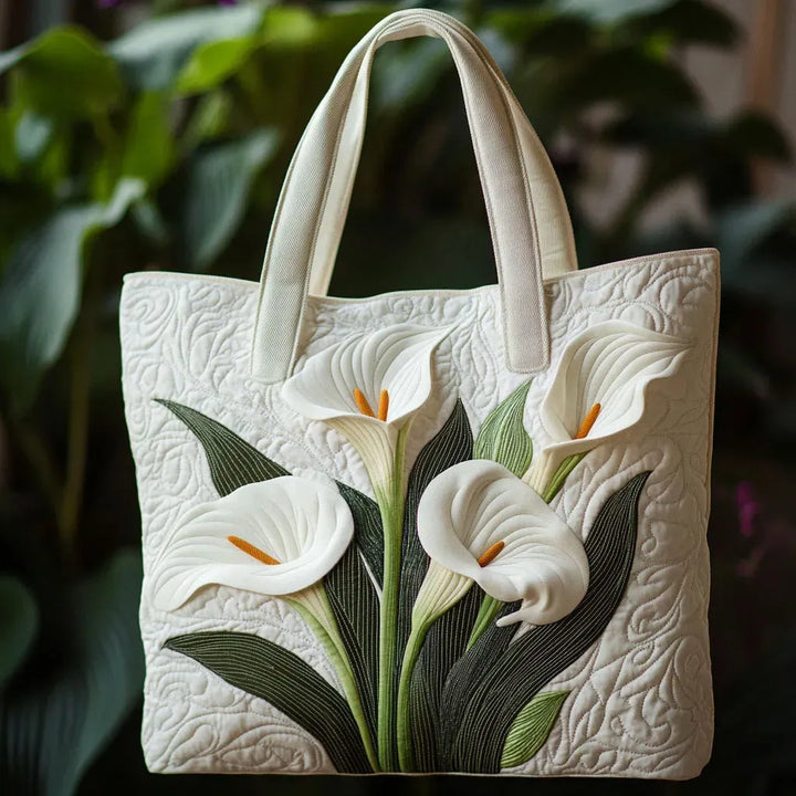 WHITE ARUMS QUILTED TOTE BAG