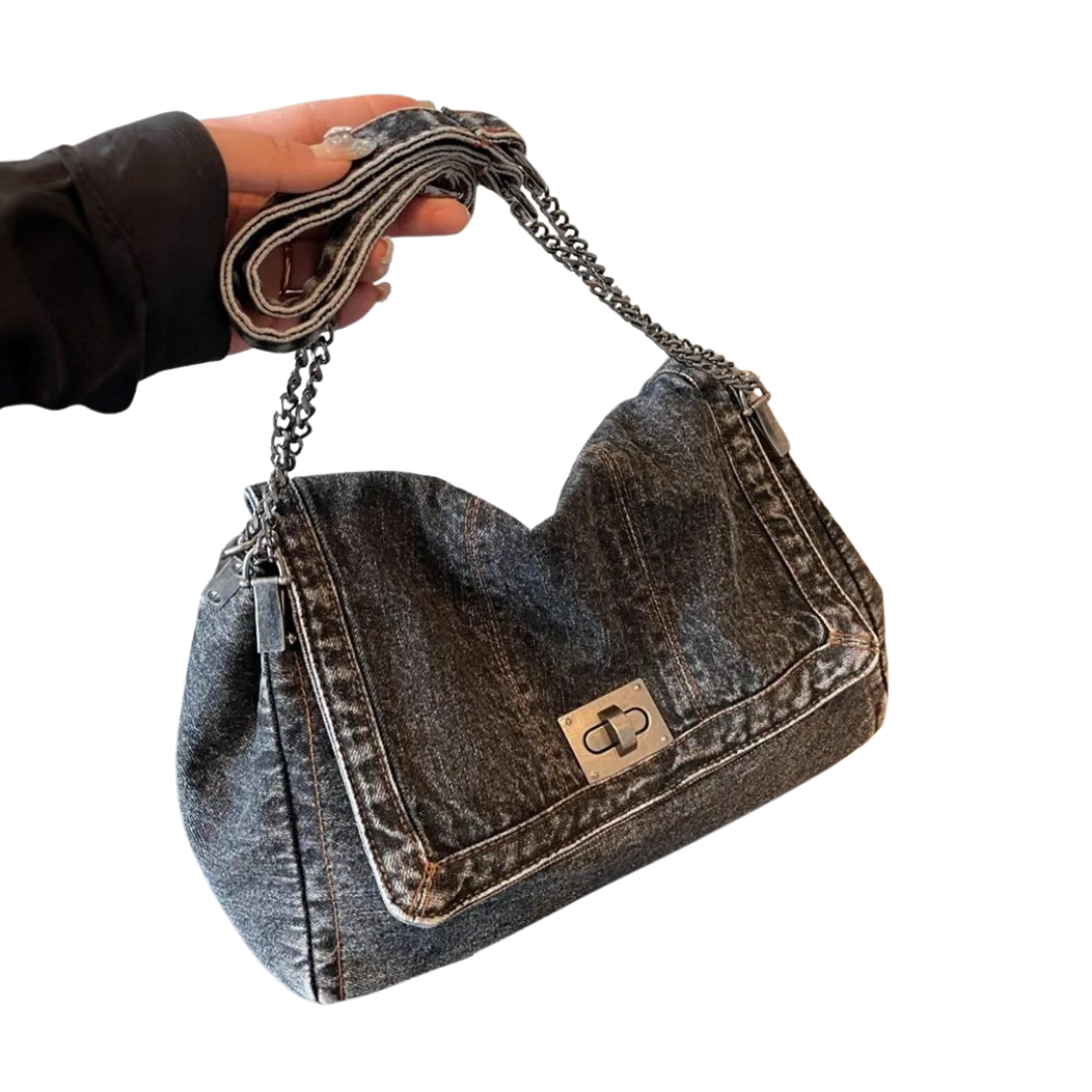 LILA VINTAGE DENIM CHAIN SHOULDER BAG