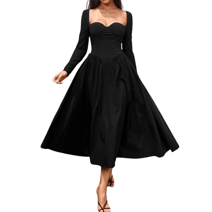 NICOLETTE OPEN-BACK PLEATED MIDI DRESS