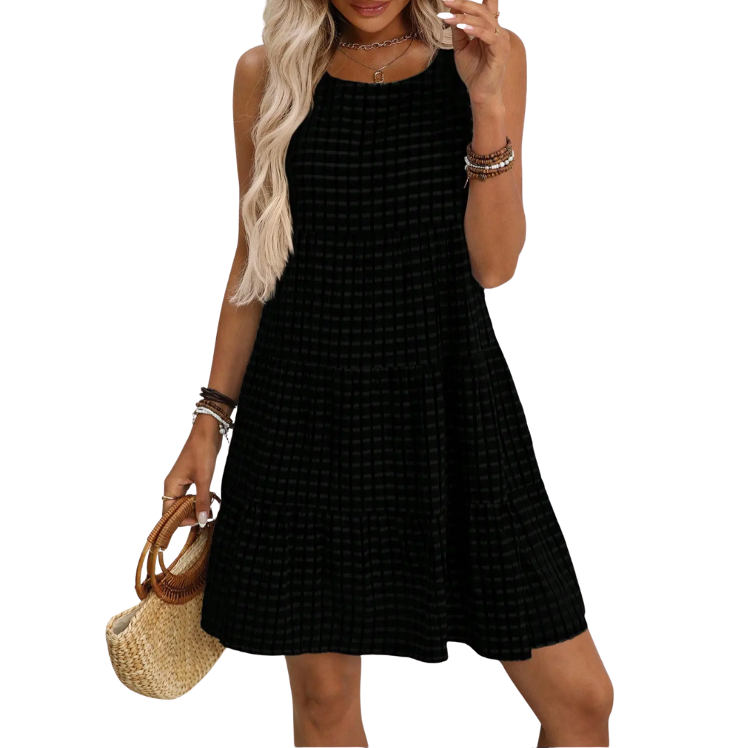 HELENA BREEZY PLAID SLEEVELESS SUNDRESS