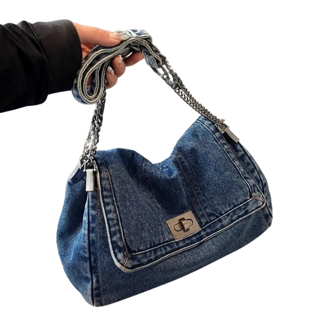 LILA VINTAGE DENIM CHAIN SHOULDER BAG