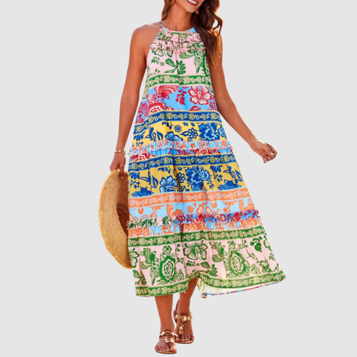 FELICITY  BOHO HALTER MAXI DRESS