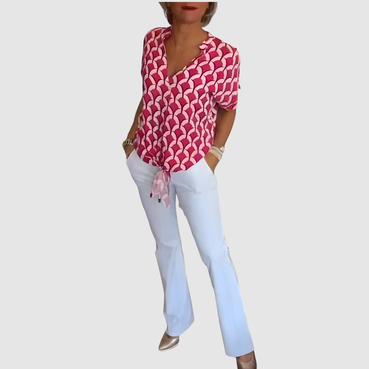 NASKIA V-NECK TIE BLOUSE