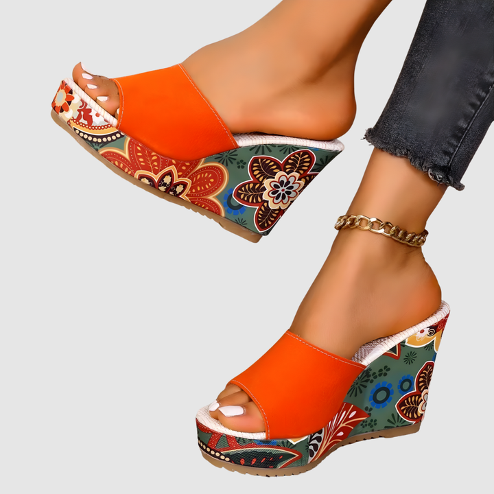 LAERKE FLORAL WEDGE SANDAL