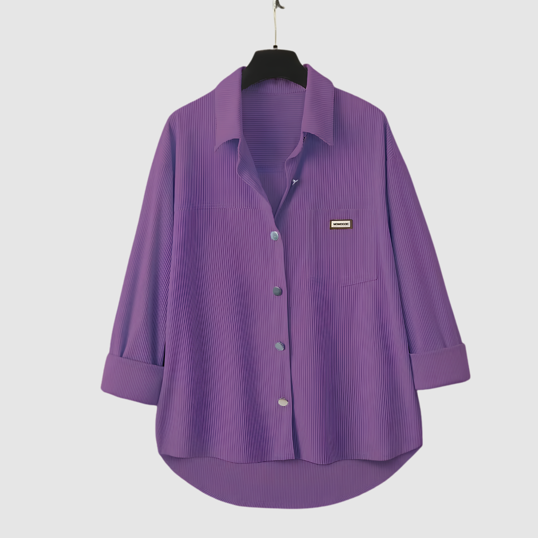 VALERIA V-NECK BUTTON-UP BLOUSE
