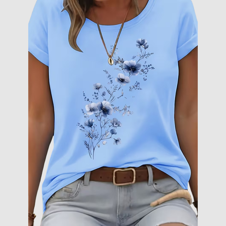 LIVIA FLORAL ROUND-NECK T-SHIRT