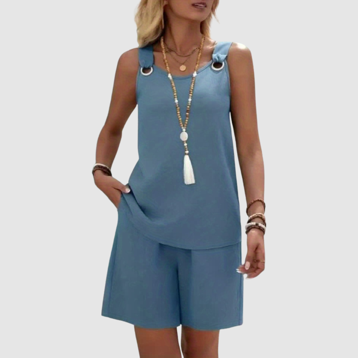 LIVIANA VACATION SLEEVELESS TOP & SHORTS SET