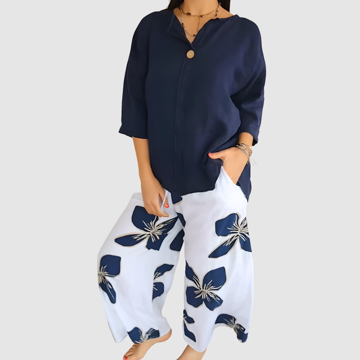 LUCIA CREW NECK TOP & FLORAL PANTS