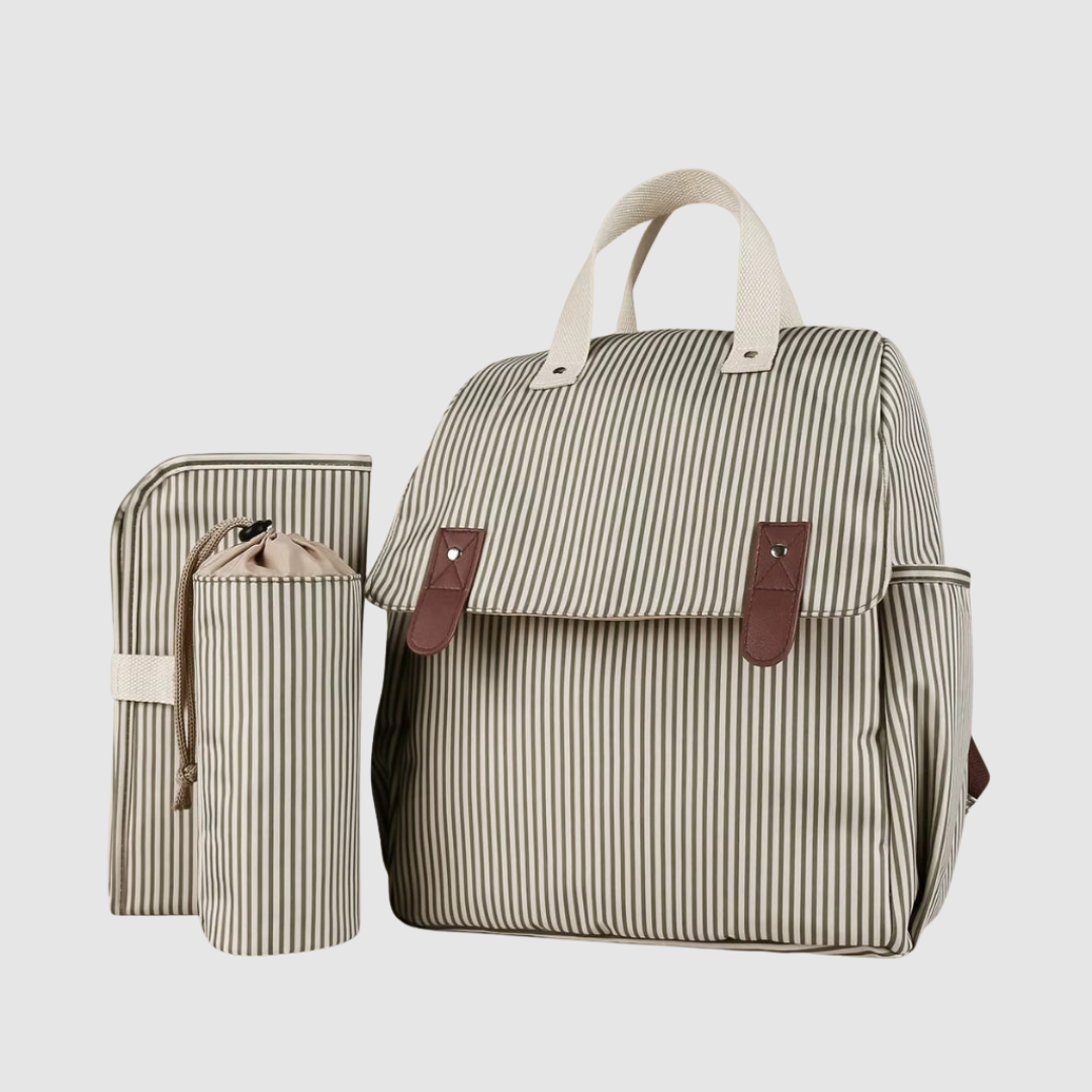 OLIVE STRIPED BABY DIAPER BACKPACK