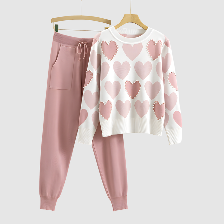 SALOME HEART PATTERN KNIT SET