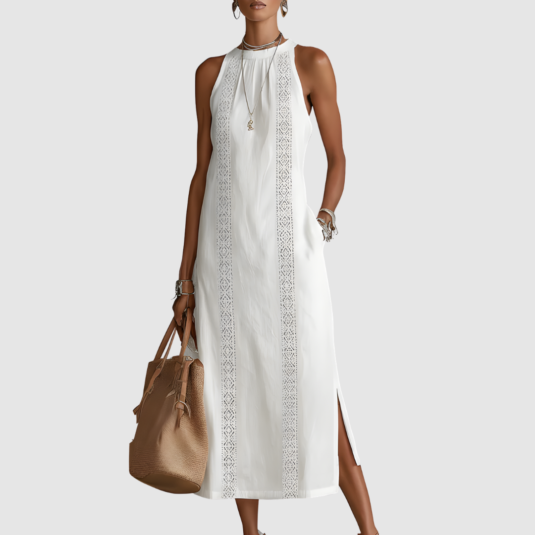 JANINA LINEN MIDI DRESS