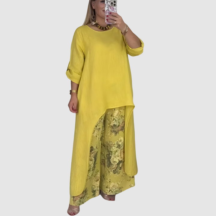 SOPHIA FLORAL BLOUSE & PANTS SET