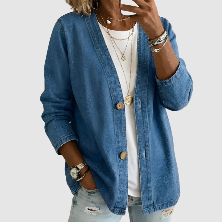 JULIETTE VERSATILE V-NECK DENIM JACKET