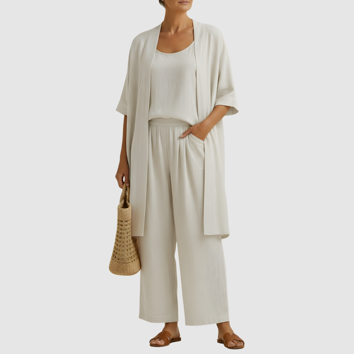 RISTEENA LINEN-COTTON THREE-PIECE SET