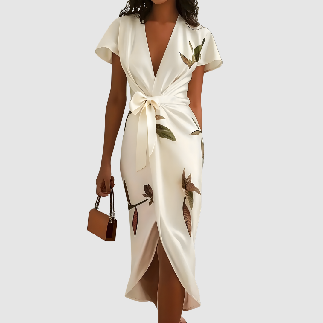 BEVERLY ELEGANT WHITE SATIN DRESS