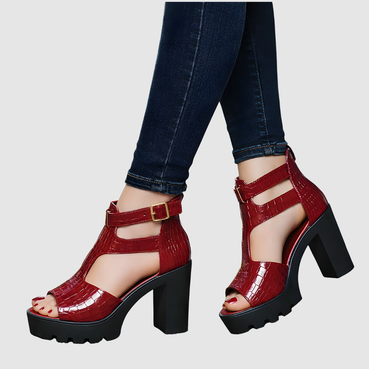 SERINA CROC PLATFORM HEELS