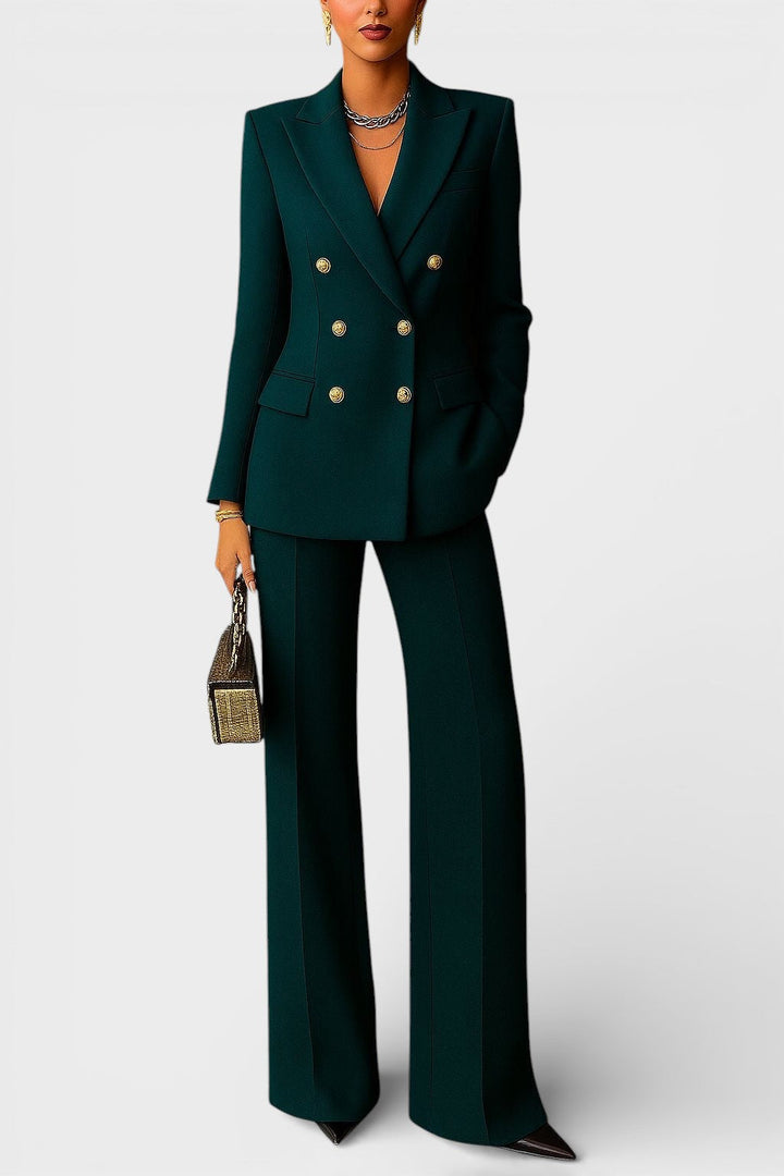 KALYN DOUBLE-BREASTED BLAZER & WIDE-LEG TROUSER SET