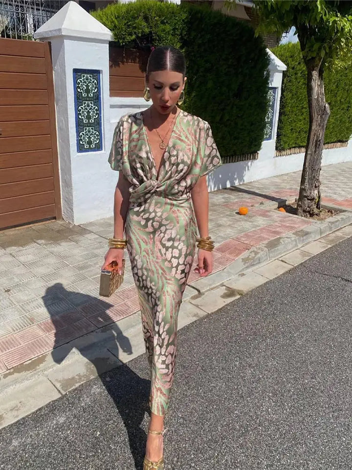 CLARANDRA COPPER MIDI DRESS