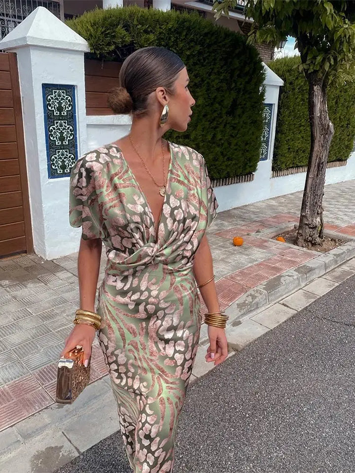 CLARANDRA COPPER MIDI DRESS
