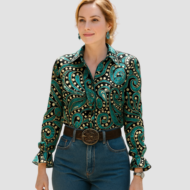 VISENYA RETRO ABSTRACT PRINT BLOUSE