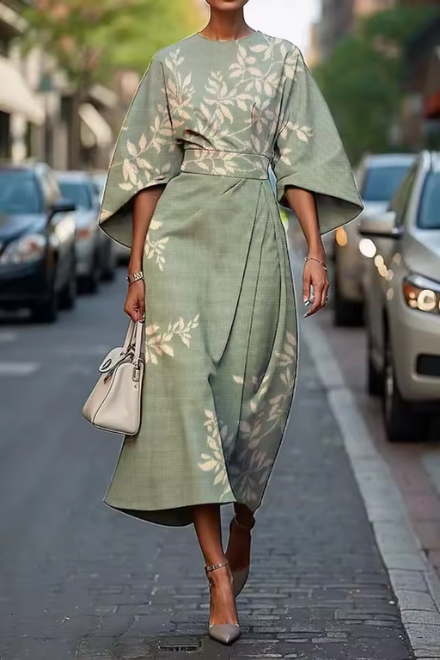 MOXLAN ELEGANT FLORAL DRESS