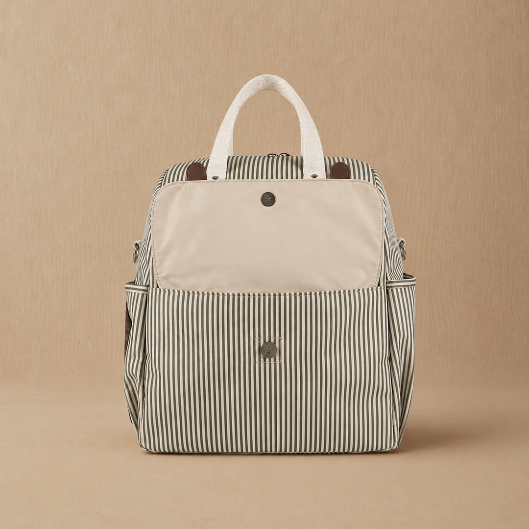 OLIVE STRIPED BABY DIAPER BACKPACK