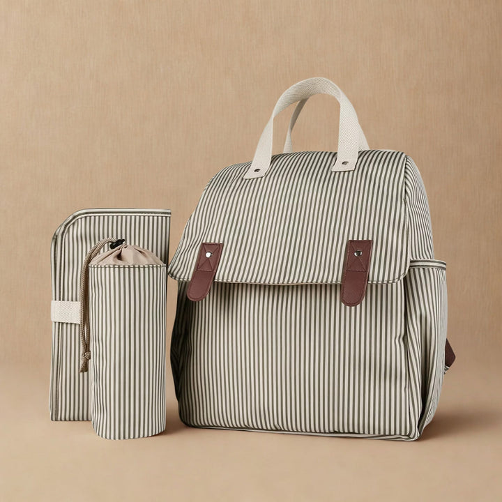 OLIVE STRIPED BABY DIAPER BACKPACK