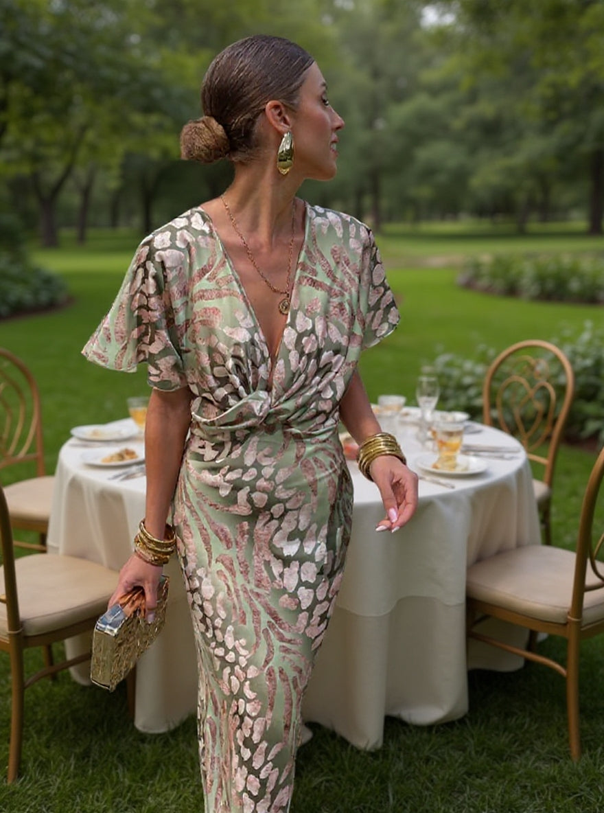 CLARANDRA COPPER MIDI DRESS