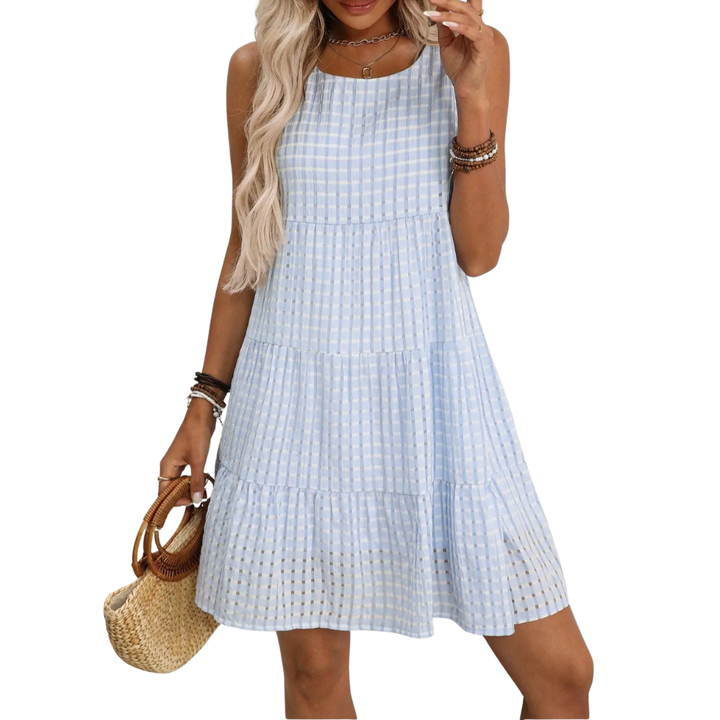 HELENA BREEZY PLAID SLEEVELESS SUNDRESS