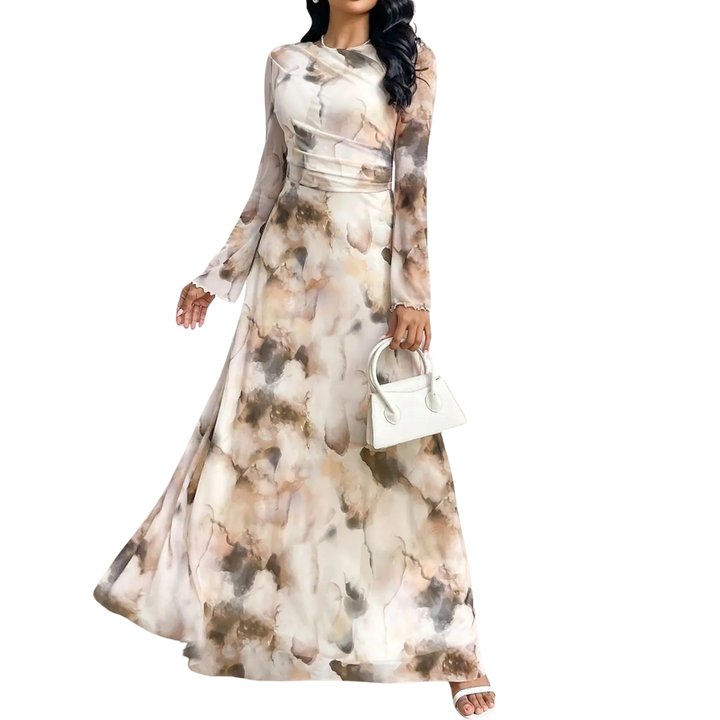 CELESTE TIE-DYE MESH PRINT DRESS