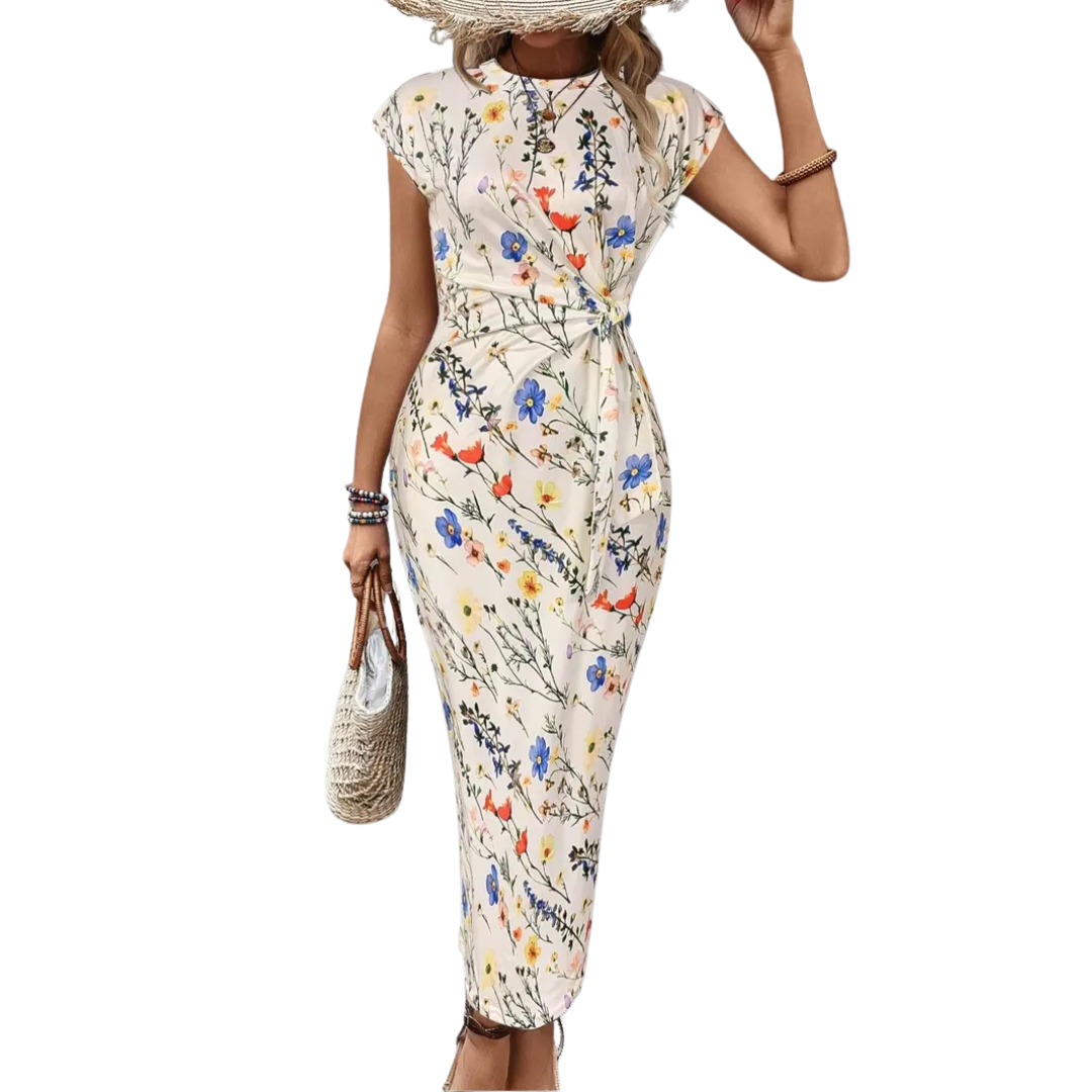 SCARLETT STRIPED TIE-WAIST BODYCON DRESS