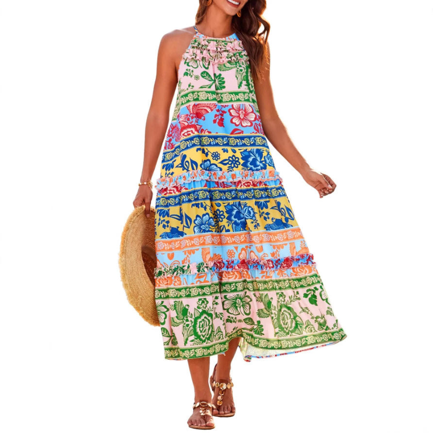FELICITY  BOHO HALTER MAXI DRESS