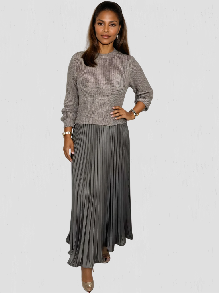 ELEGANCE PLEATED HOLIDAY DRESS