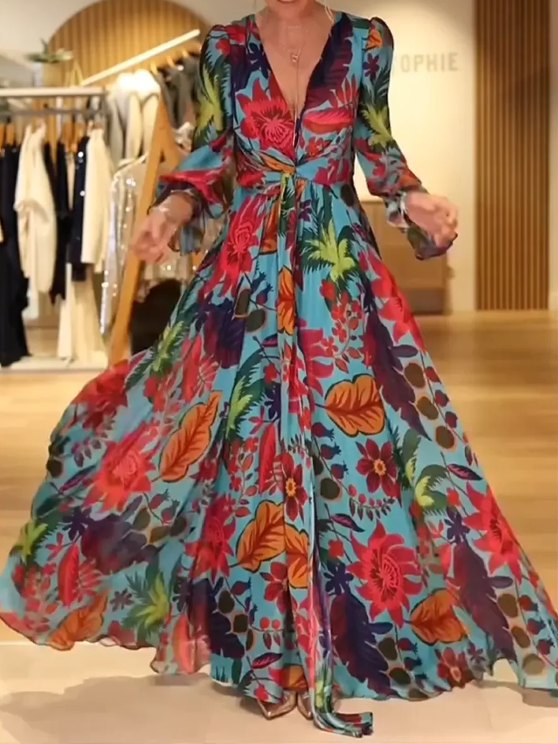 MIRA ELEGANT DRESS WITH V-NECK