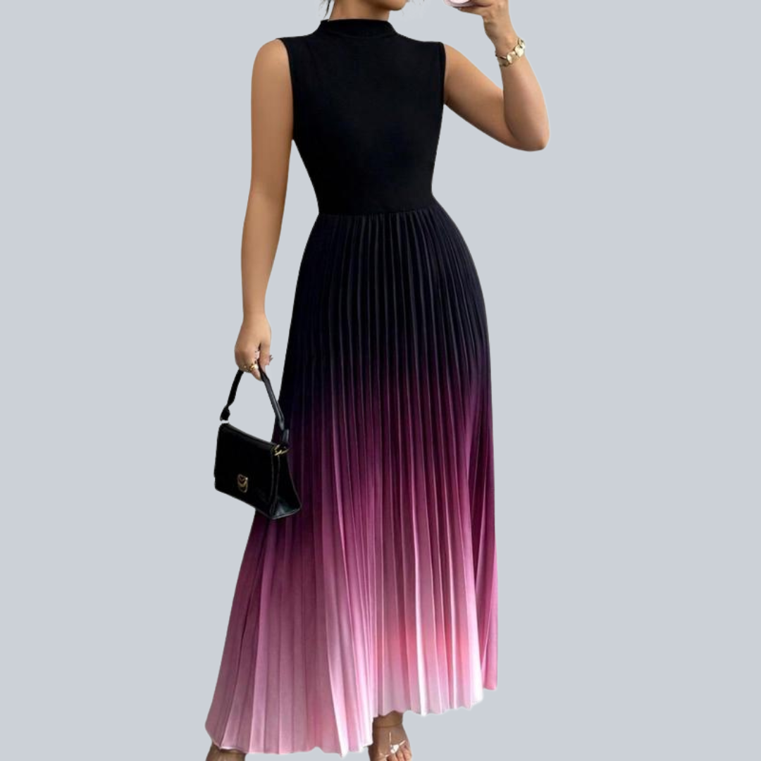 YZA ELEGANT OMBRE PLEATED DRESS