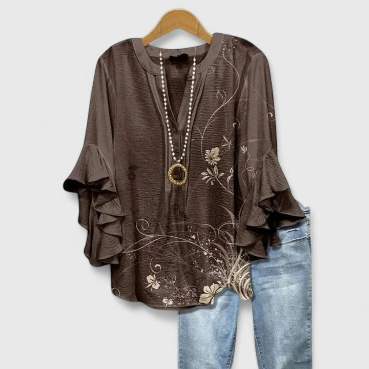 JURIA FLORAL PRINT RUFFLE SLEEVE BLOUSE