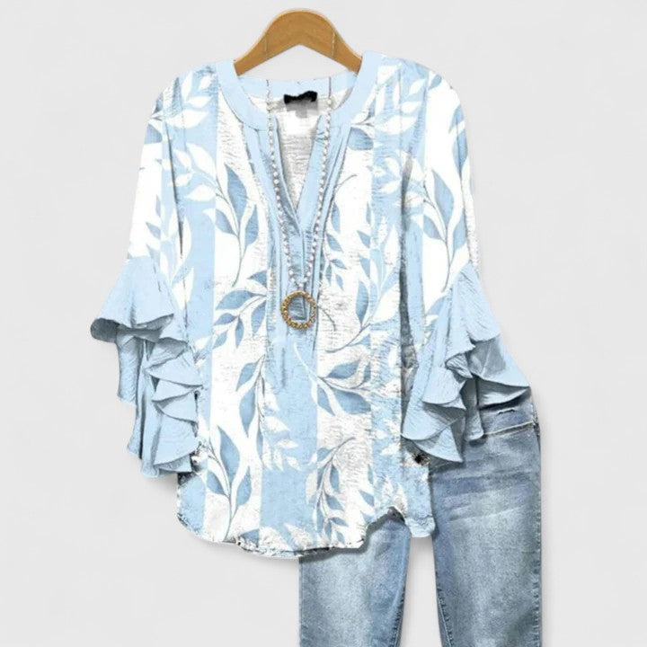 JURIA FLORAL PRINT RUFFLE SLEEVE BLOUSE