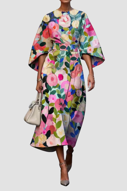 MOXLAN ELEGANT FLORAL DRESS