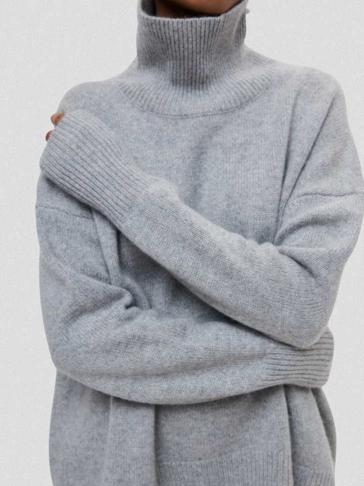 ELENA HIGH-COLLAR KNIT SWEATER