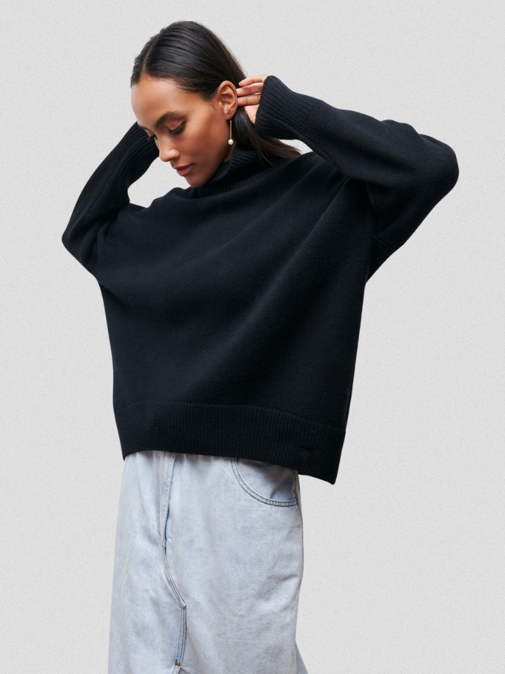 ELENA HIGH-COLLAR KNIT SWEATER