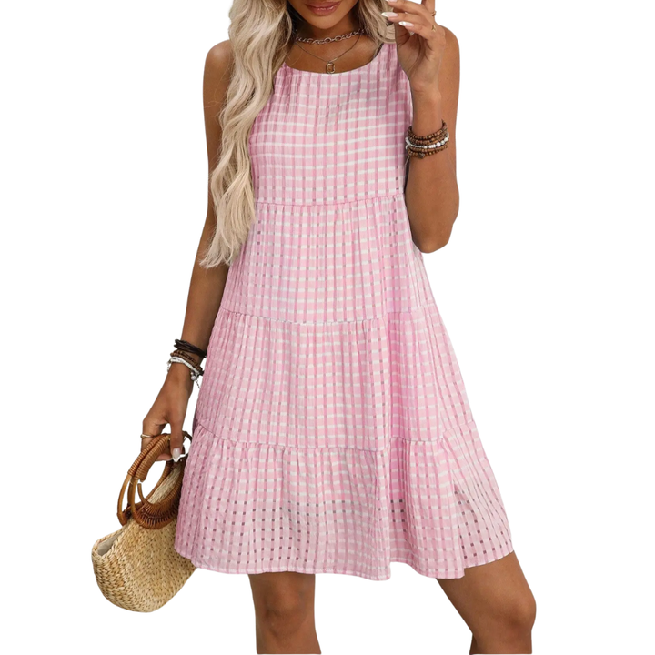 HELENA BREEZY PLAID SLEEVELESS SUNDRESS