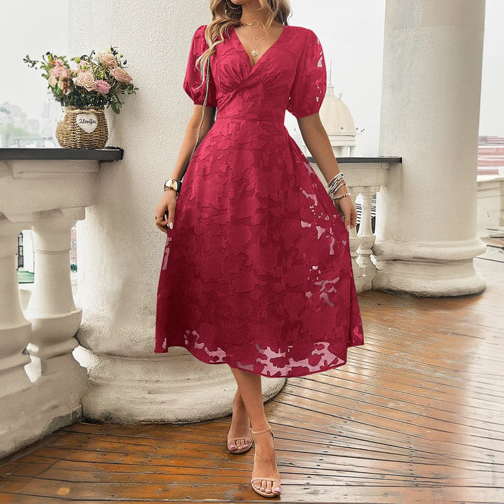 JULIANA ELEGANT SMOCKED MIDI DRESS
