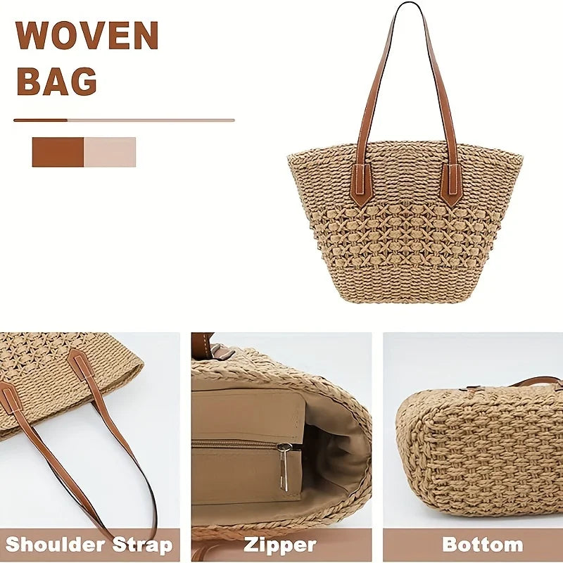 CAMILA BOHO STRAW BEACH BAG