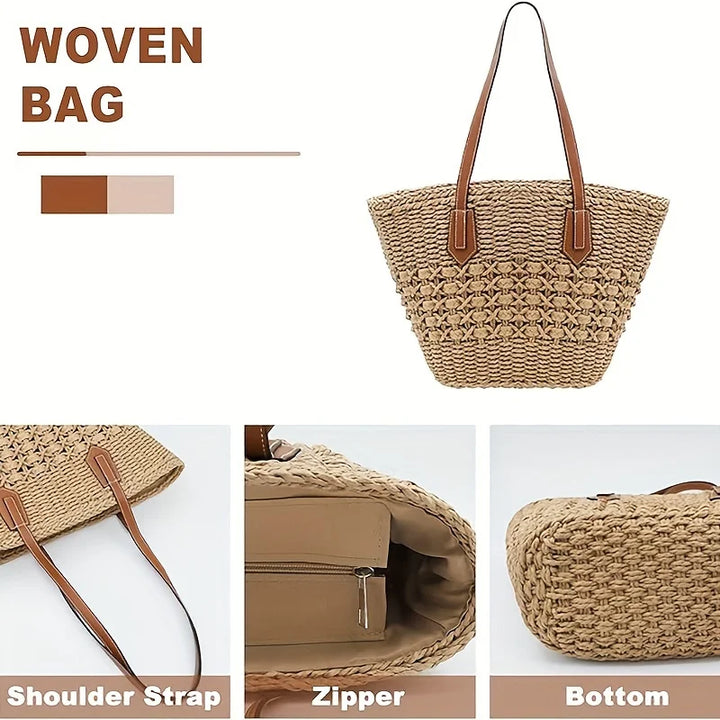 CAMILA BOHO STRAW BEACH BAG