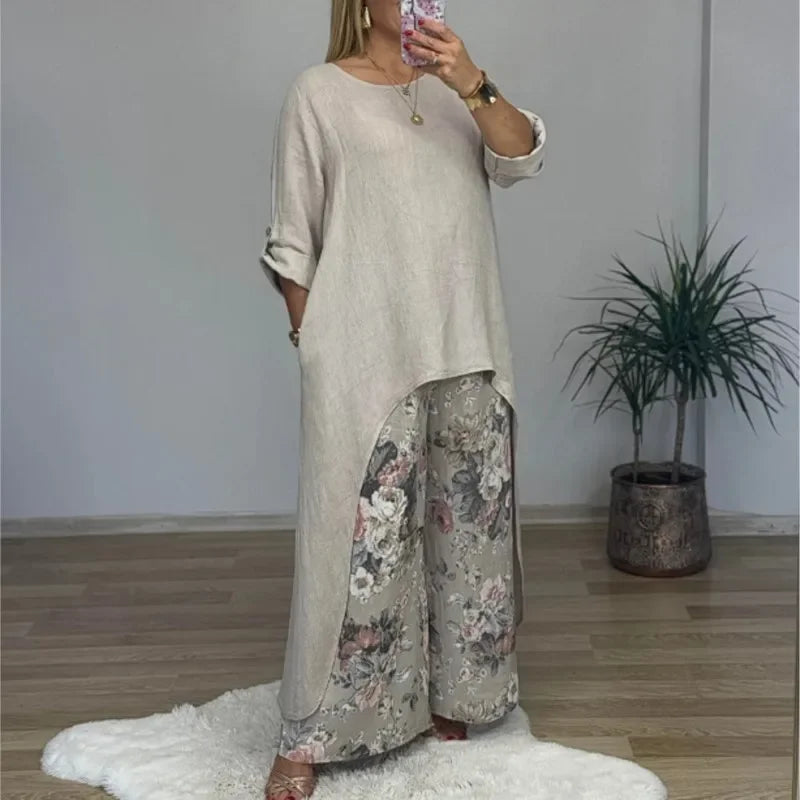 SOPHIA FLORAL BLOUSE & PANTS SET