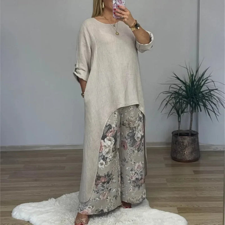 SOPHIA FLORAL BLOUSE & PANTS SET