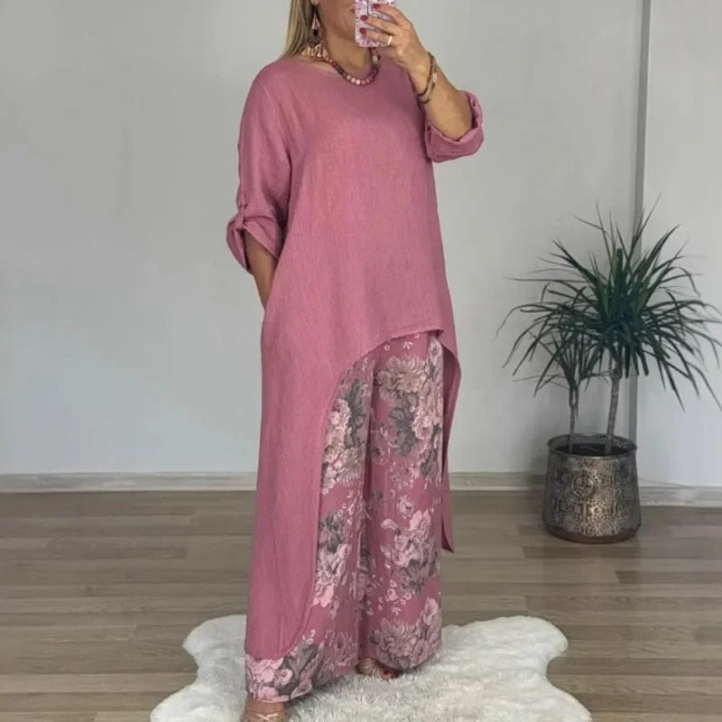 SOPHIA FLORAL BLOUSE & PANTS SET