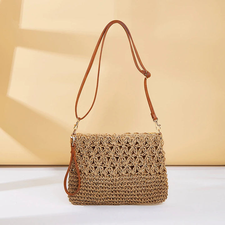 RAFFIA BEACH WRISTLET CROCHET HANDBAG