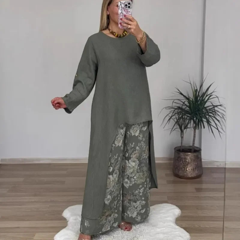 SOPHIA FLORAL BLOUSE & PANTS SET