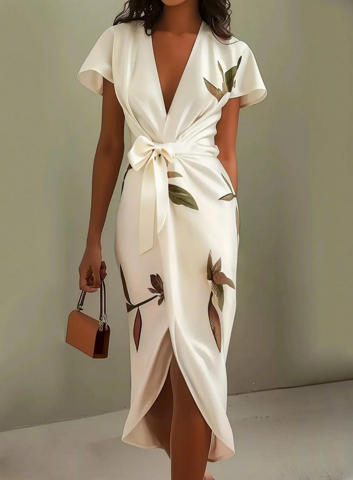 BEVERLY ELEGANT WHITE SATIN DRESS